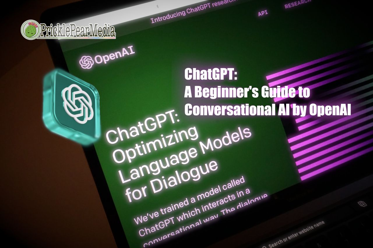 An image of an open web browser with a OpenAI blog post and the text, ChatGPT: A Beginner’s Guide to Conversational AI by OpenAI.