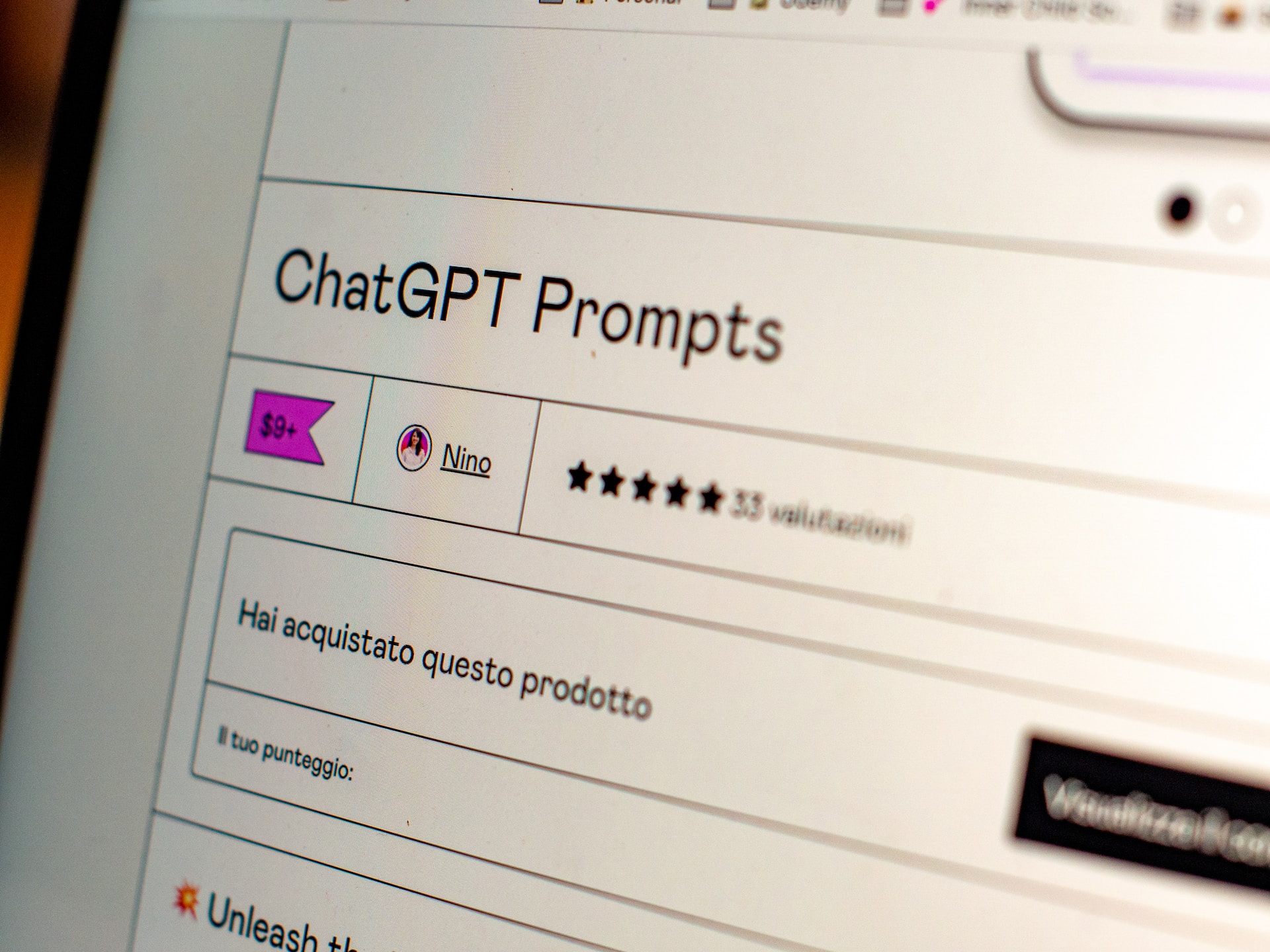 A computer screen that says, ChatGPT Prompts. The screen also displays some Lorem Ipsum text.