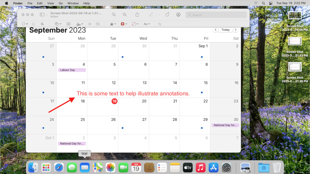 A screenshot ilistrating how to annotate a screencapture.